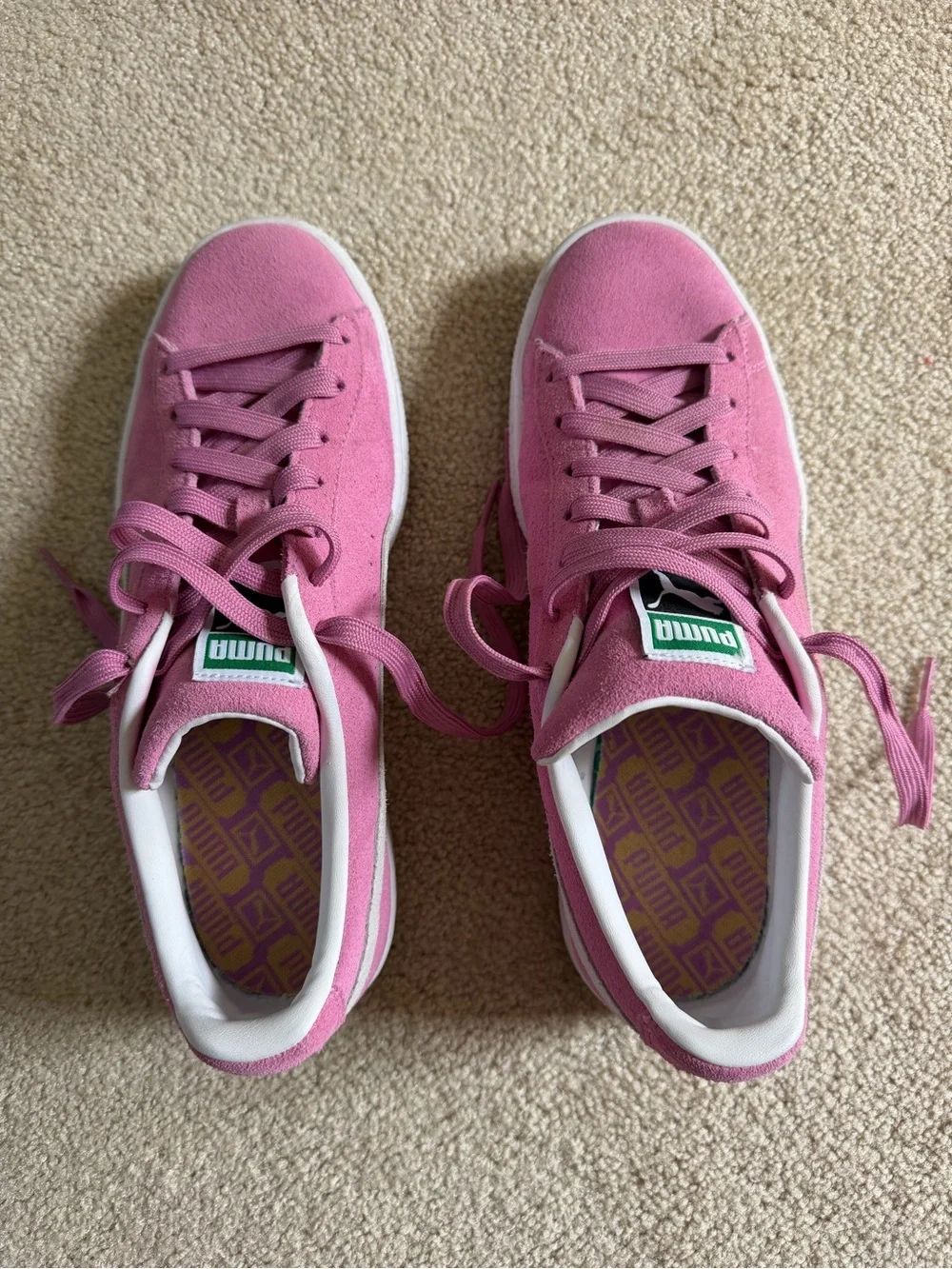 Puma Pink Suede Women's Sneakers with White Stripe